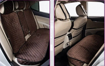  RED Комплект накидок сиденья велюр ПОЛНЫЙ КОМПЛЕКТ ромб коричневый/белая строчка RCNV12